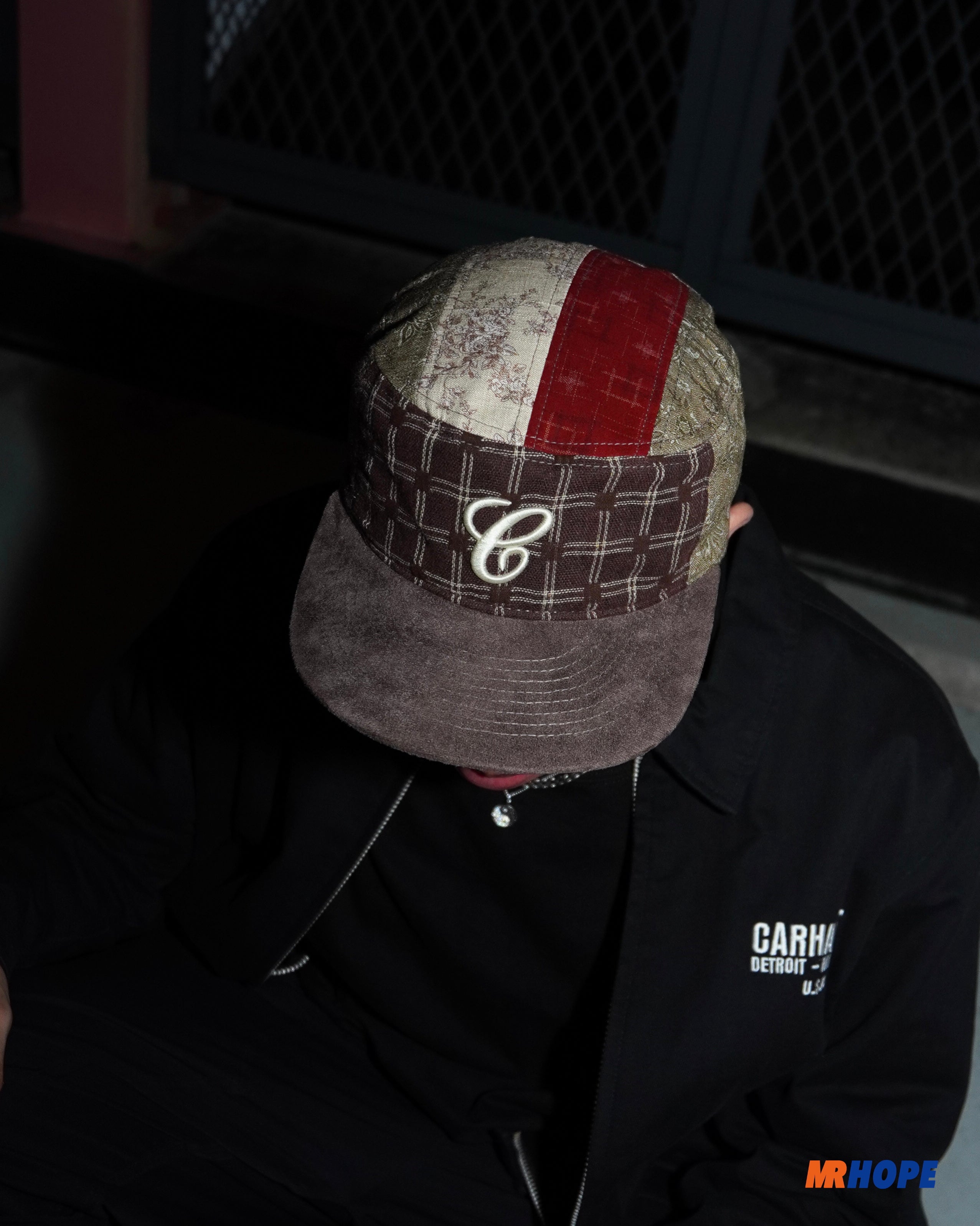 Vintage Patchwork Flat Top Baseball Cap (Pillbox Cap)