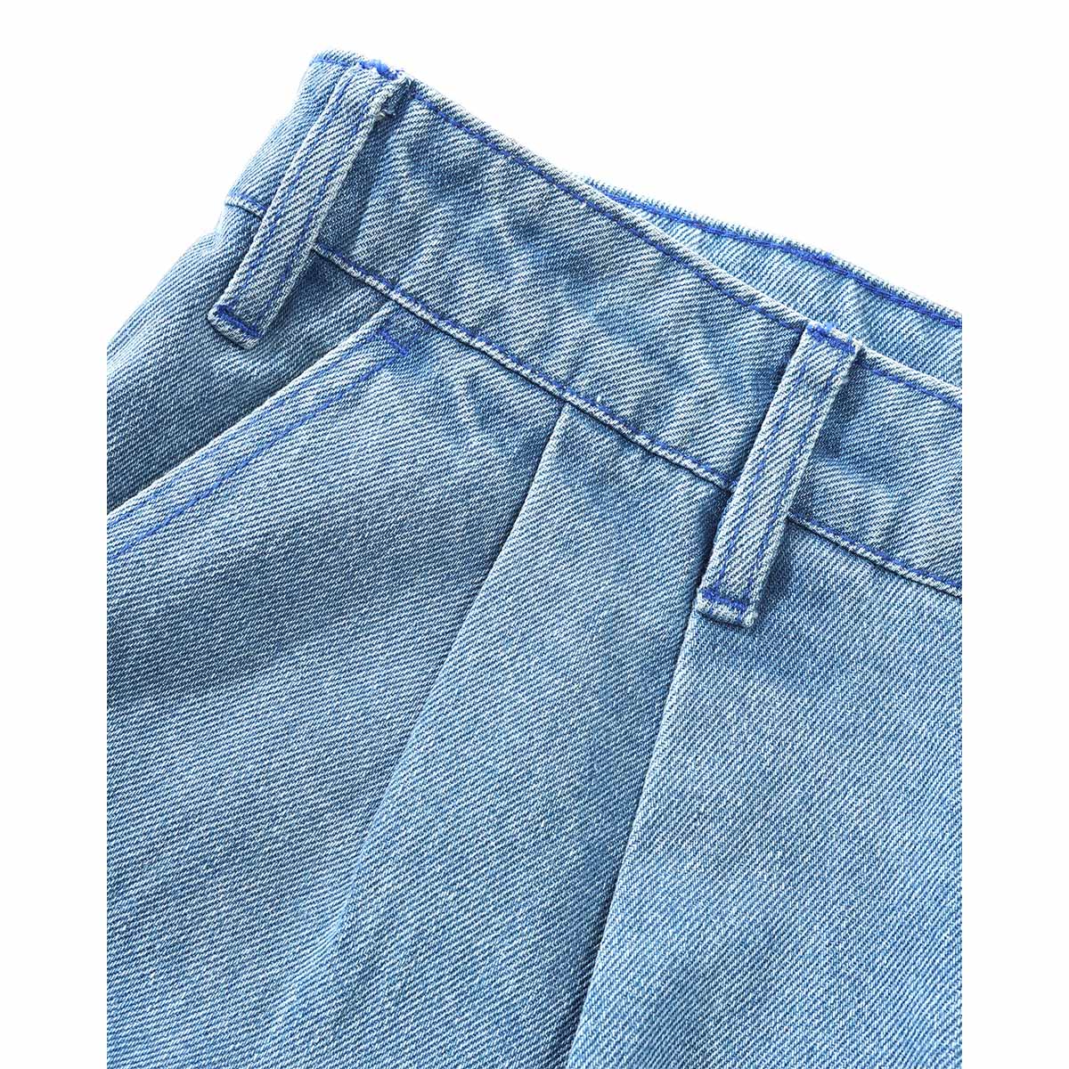 Pleated Denim Jeans