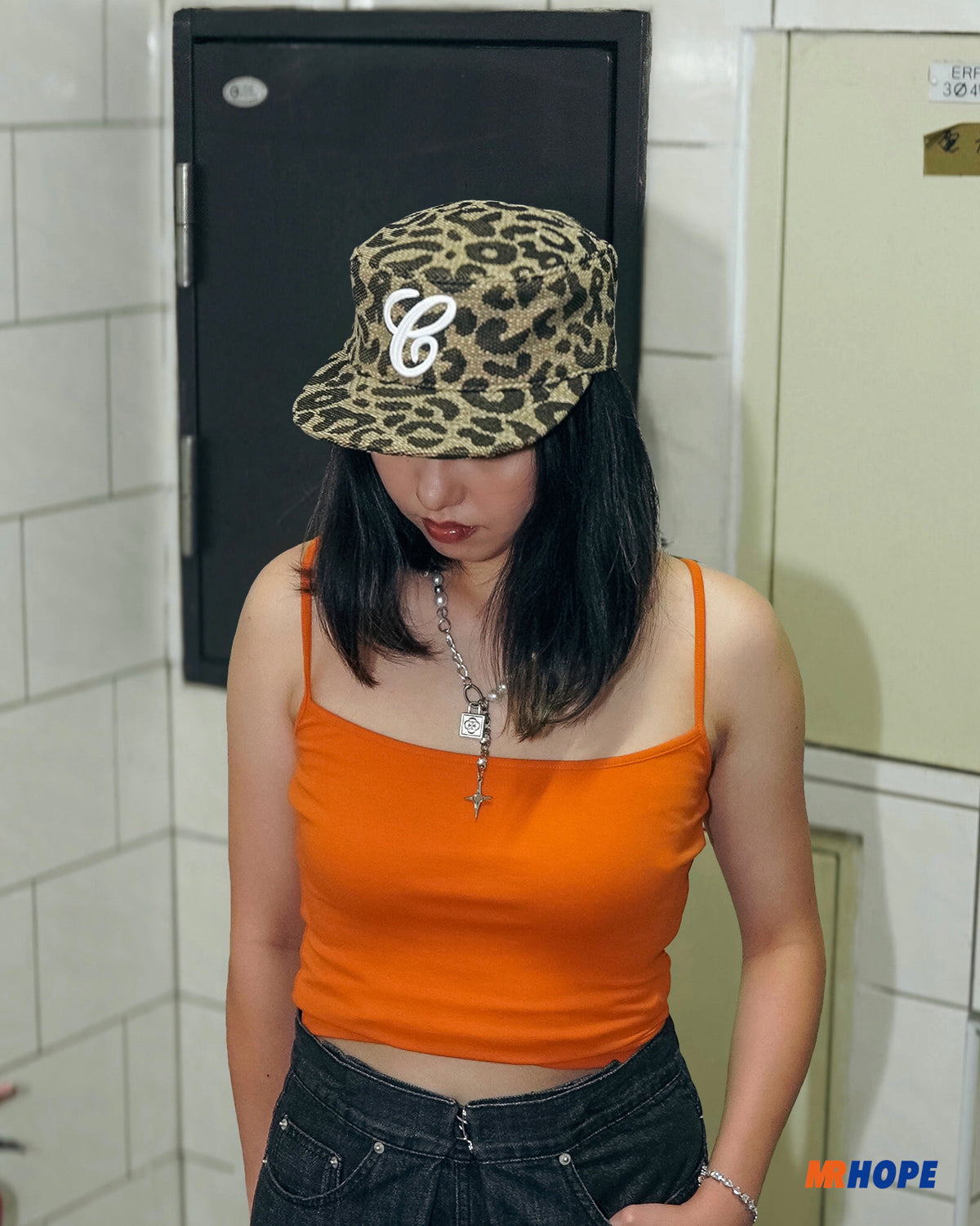 Weave Leopard Print Brimmed Baseball Cap (Pillbox Cap) 