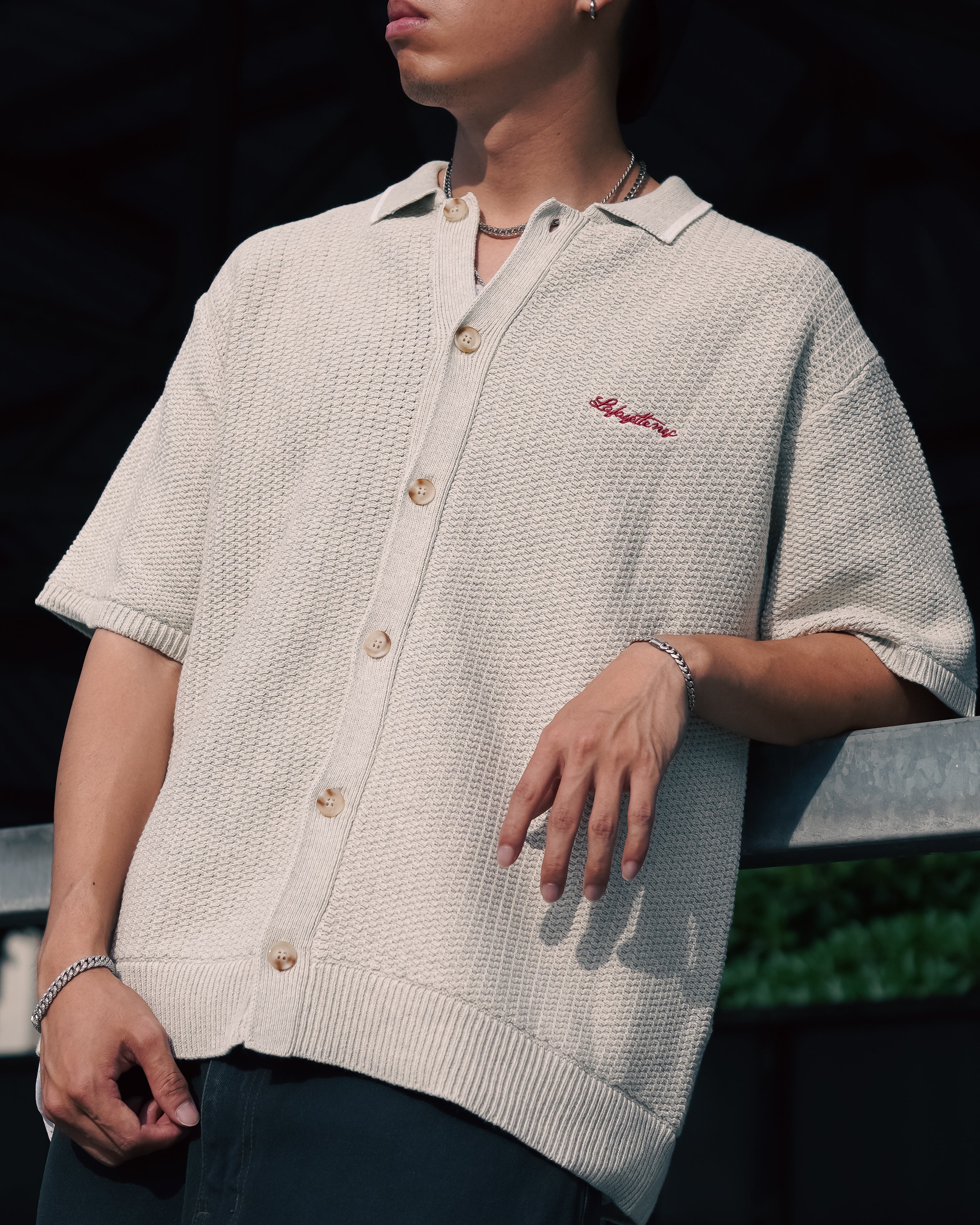 RAVEN PATTERN SUMMER KNIT SHIRT