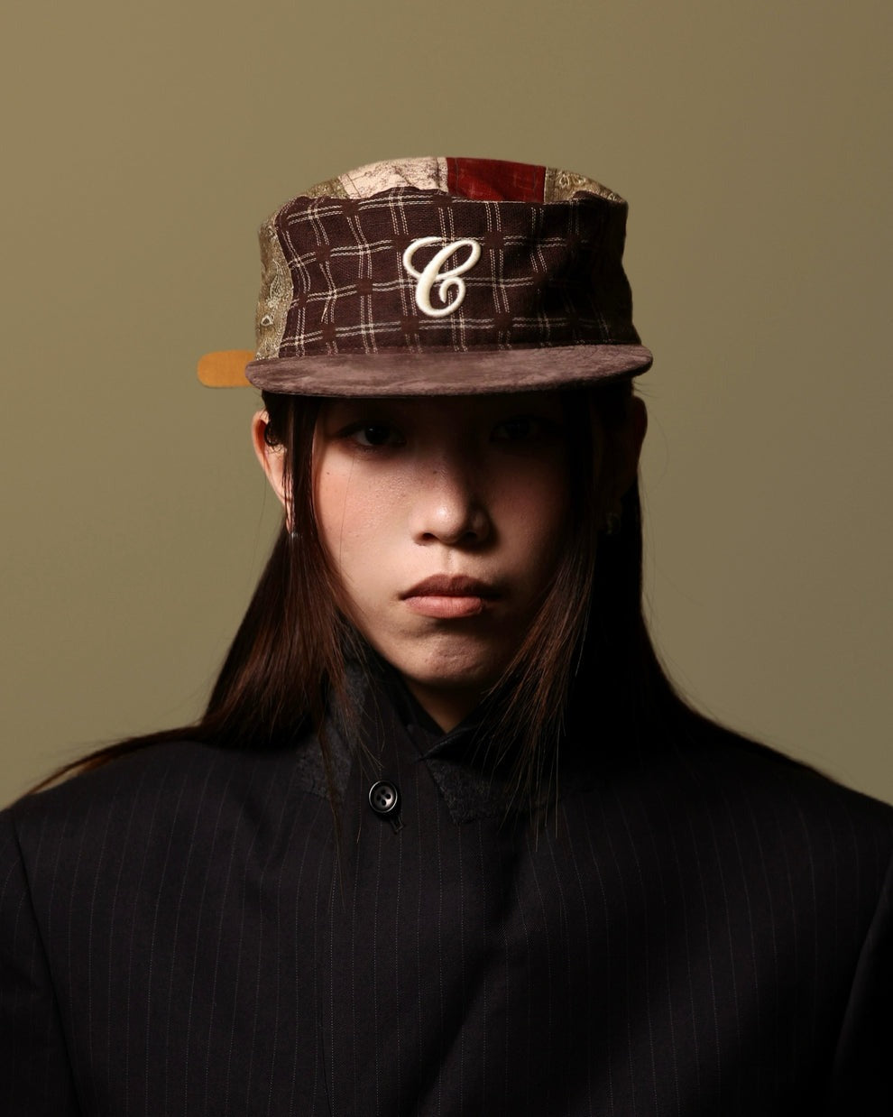 Vintage Patchwork Flat Top Baseball Cap (Pillbox Cap)