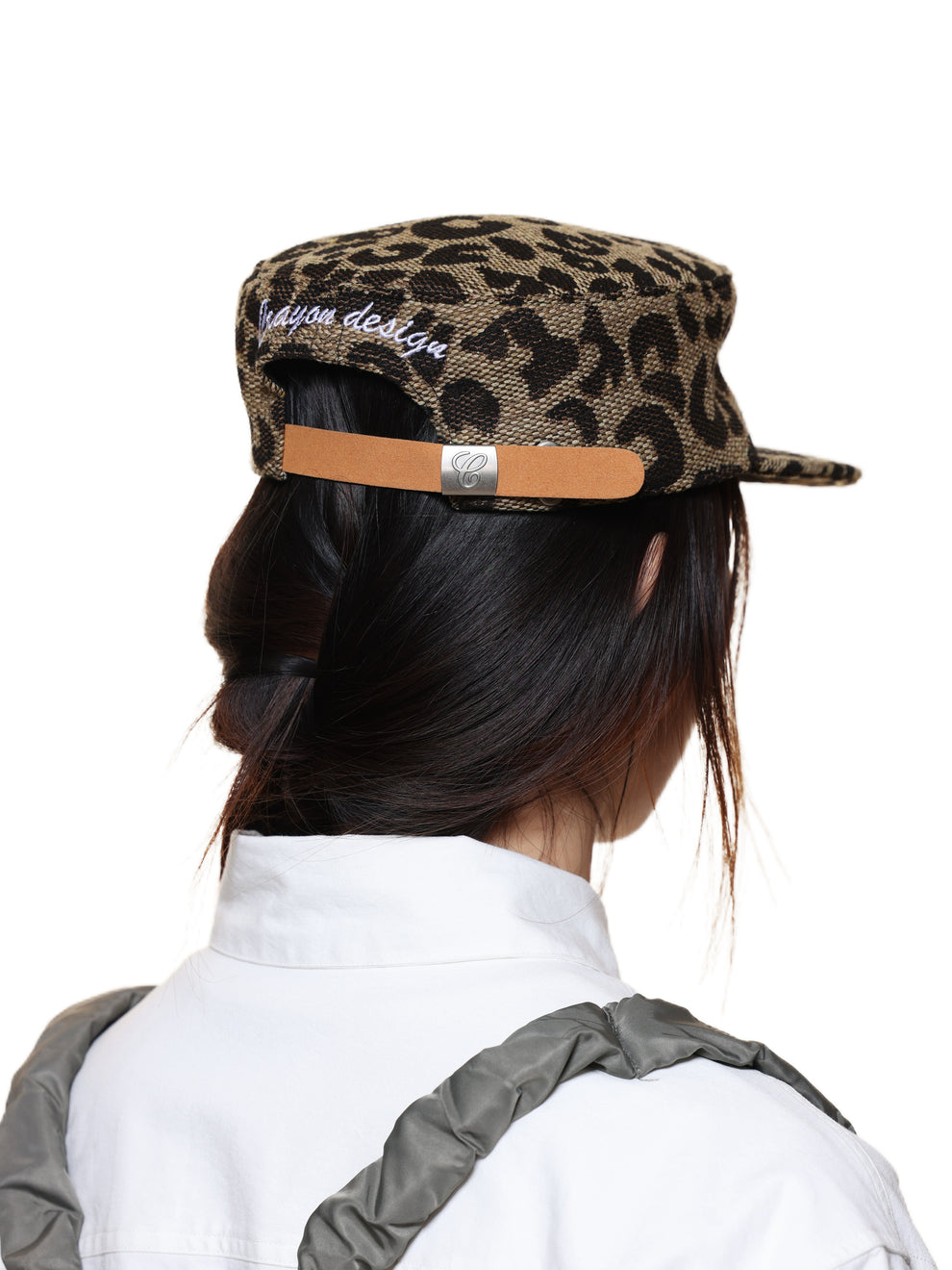 Weave Leopard Print Brimmed Baseball Cap (Pillbox Cap) 