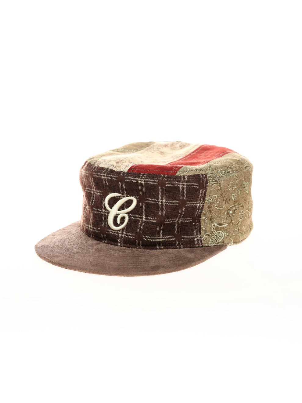 Vintage Patchwork Flat Top Baseball Cap (Pillbox Cap)