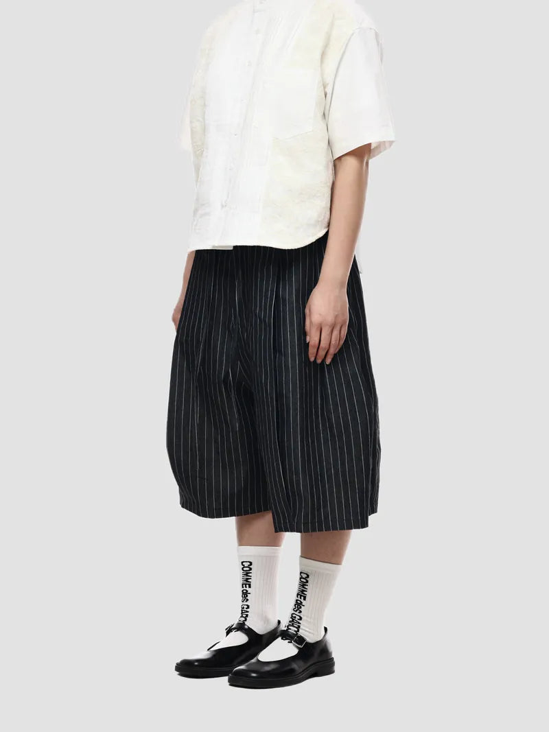 Wide-Leg Double Pleated Shorts