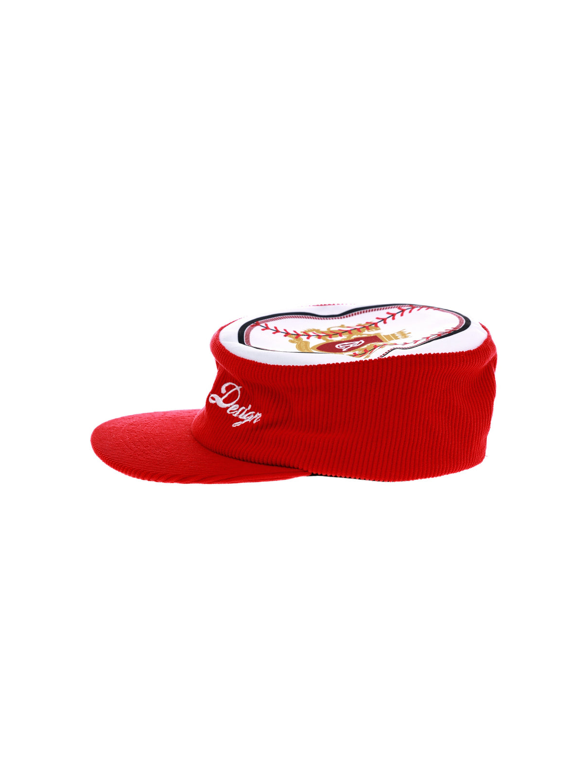 Flat Top Embroidered Corduroy Patchwork Baseball Cap