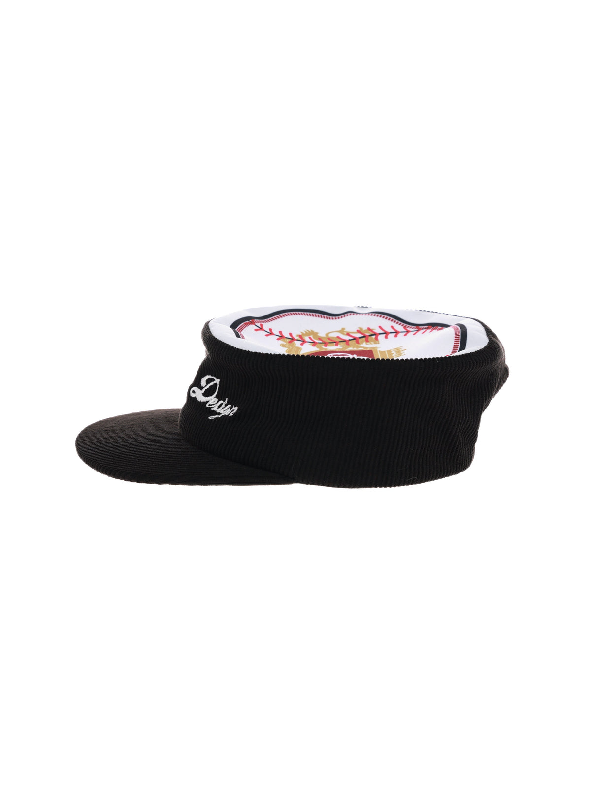 Flat Top Embroidered Corduroy Patchwork Baseball Cap