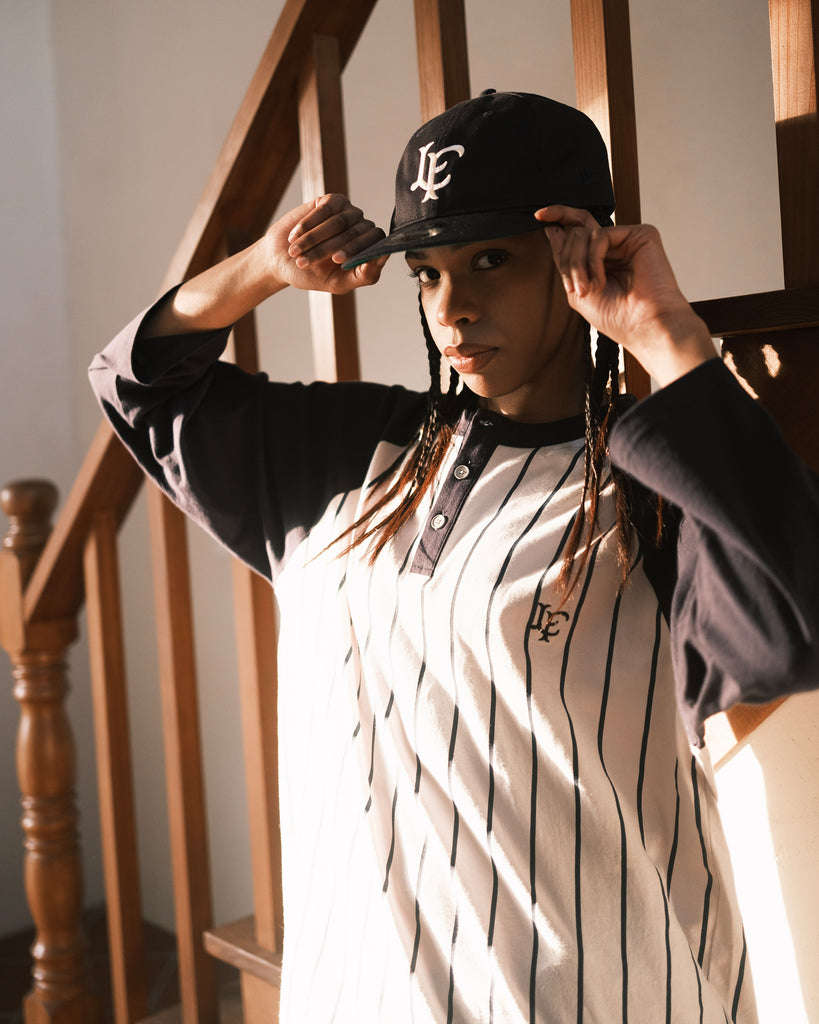 PINSTRIPE RAGLAN SLEEVE TEE