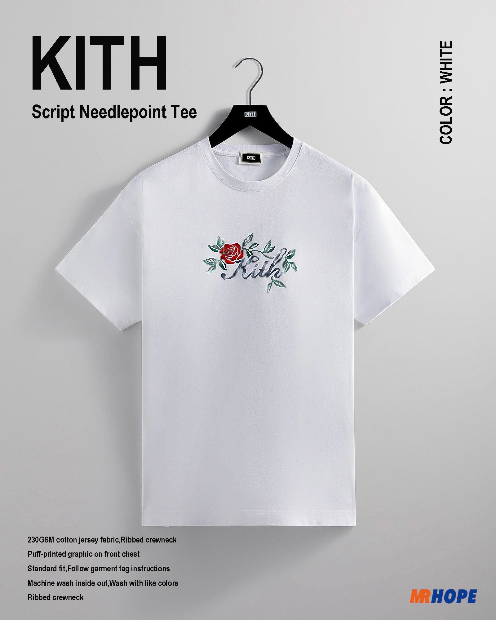 Script Needlepoint Tee