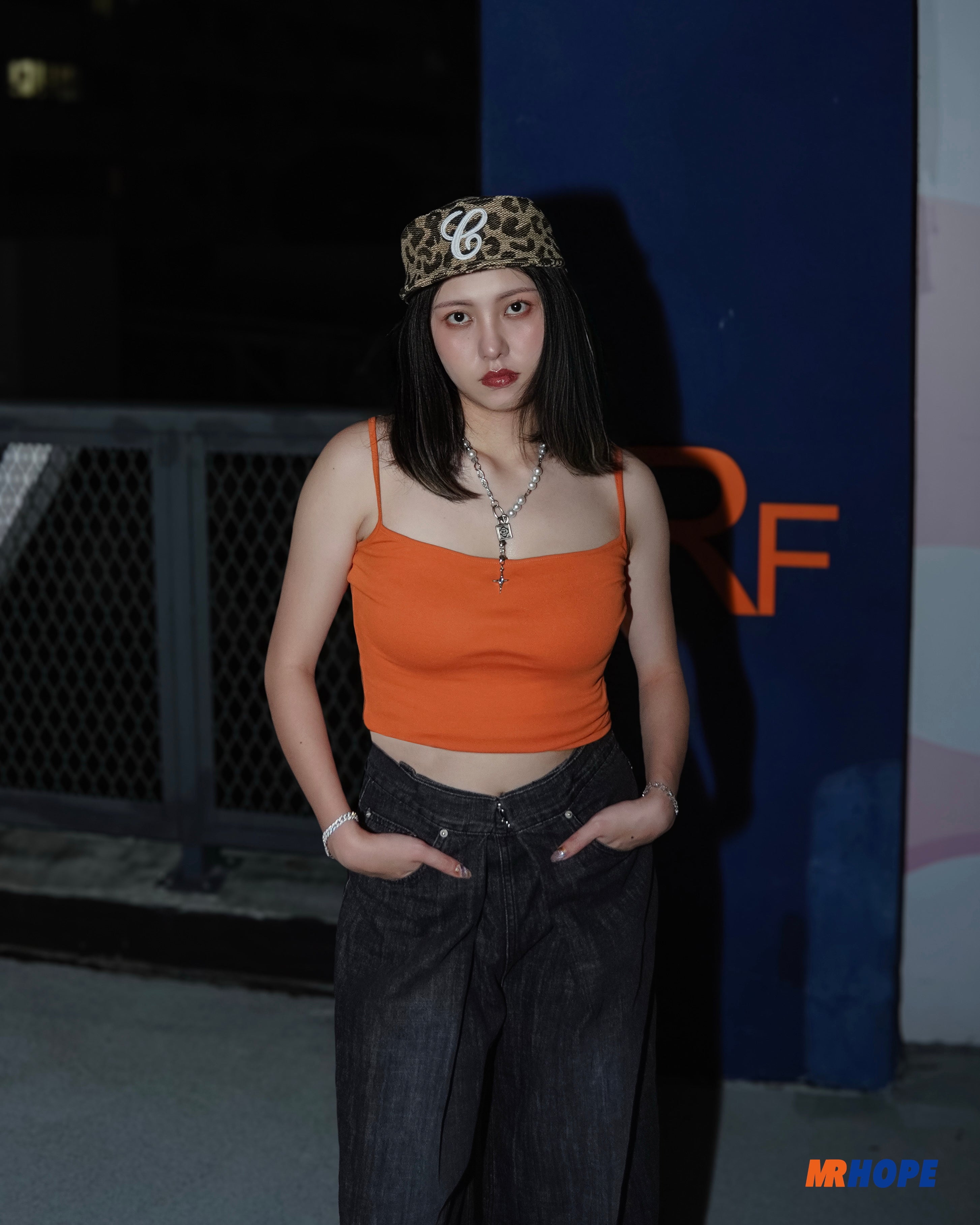 Weave Leopard Print Brimmed Baseball Cap (Pillbox Cap) 