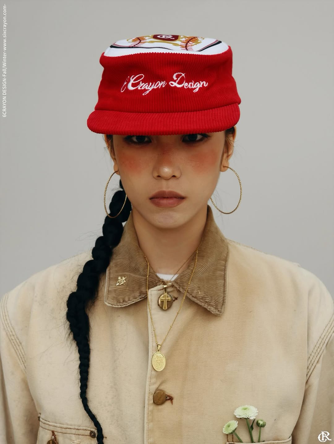 Flat Top Embroidered Corduroy Patchwork Baseball Cap