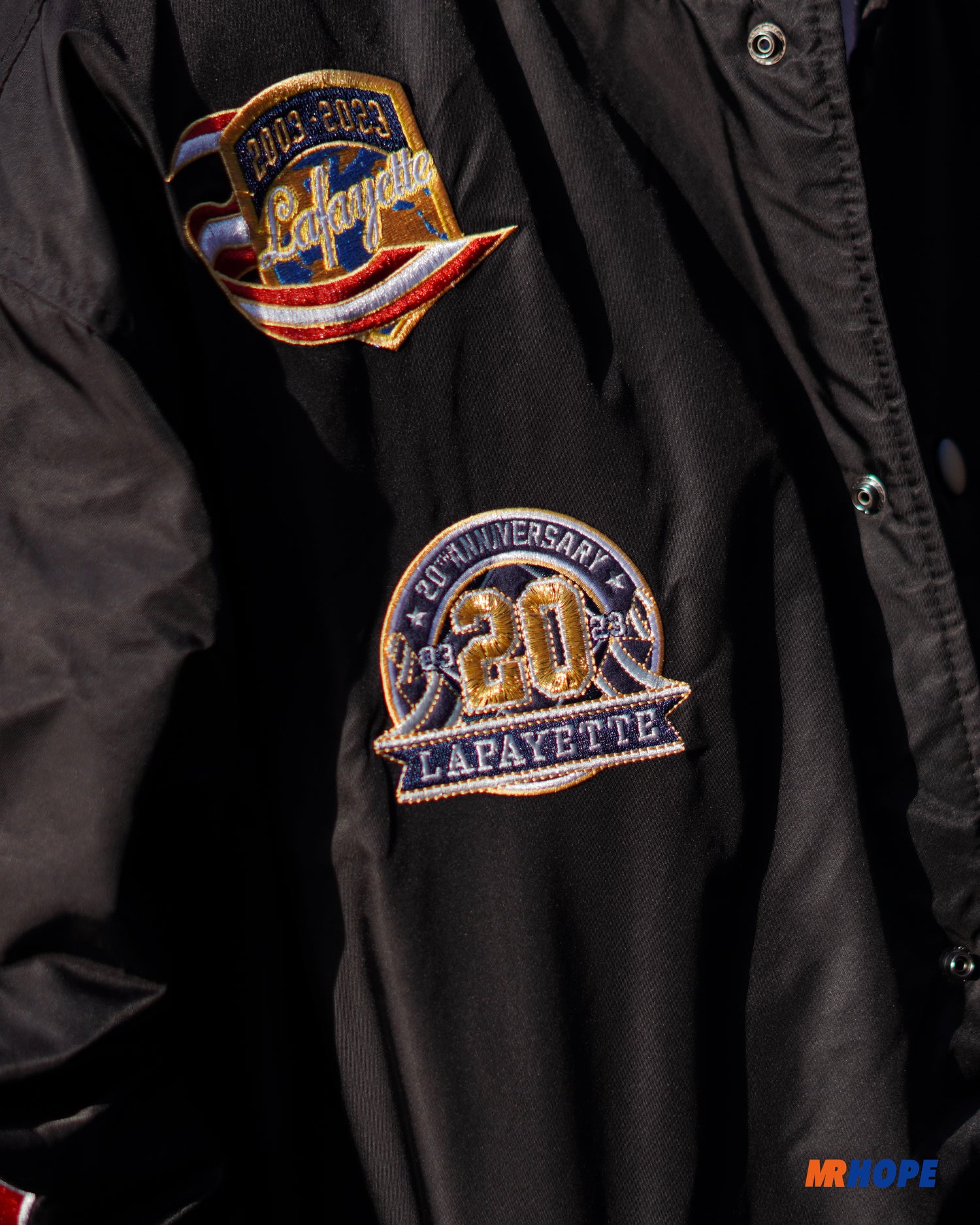 All Over Emblem Satin Varsity Jacket