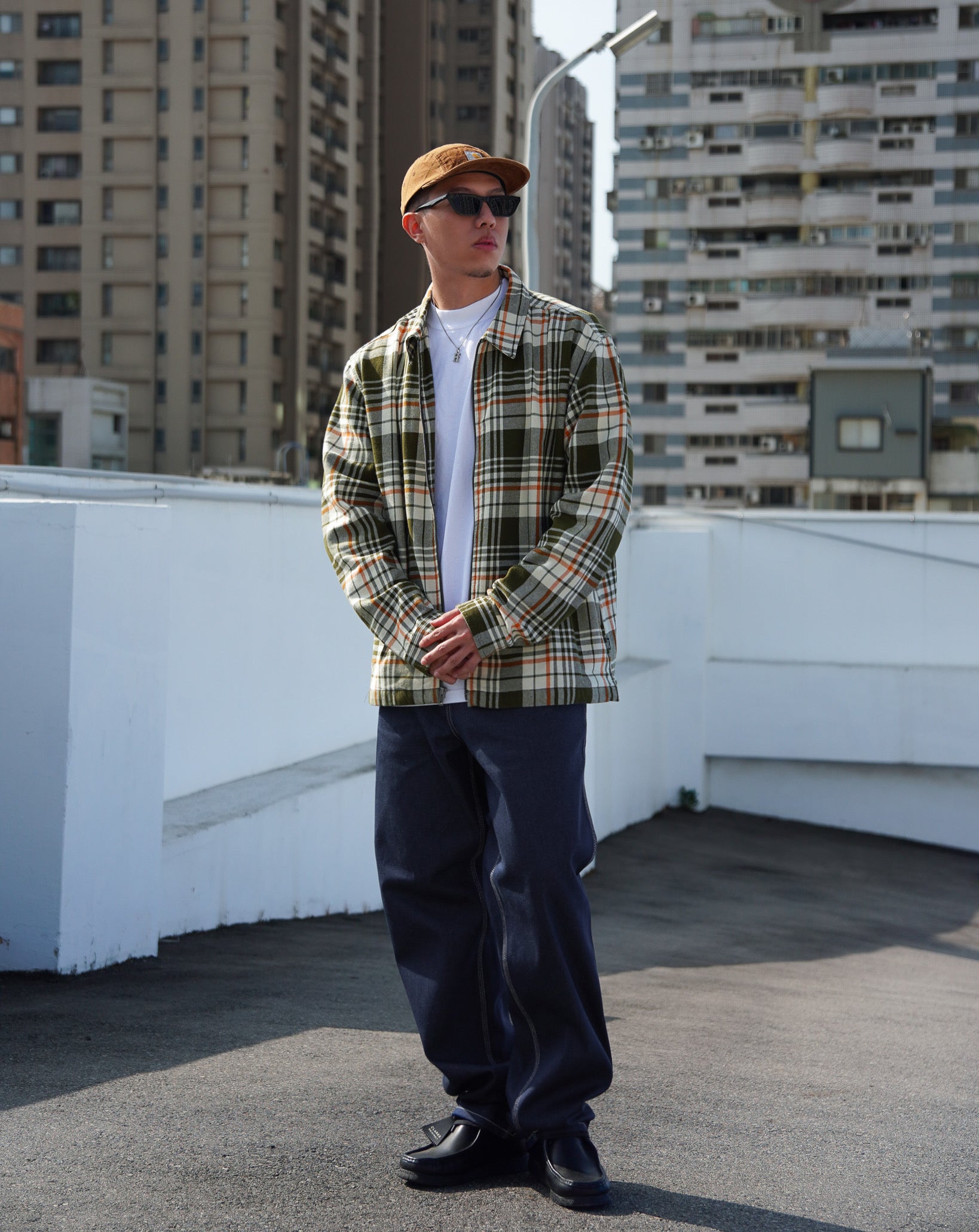 Plaid Twill Zip Shirt