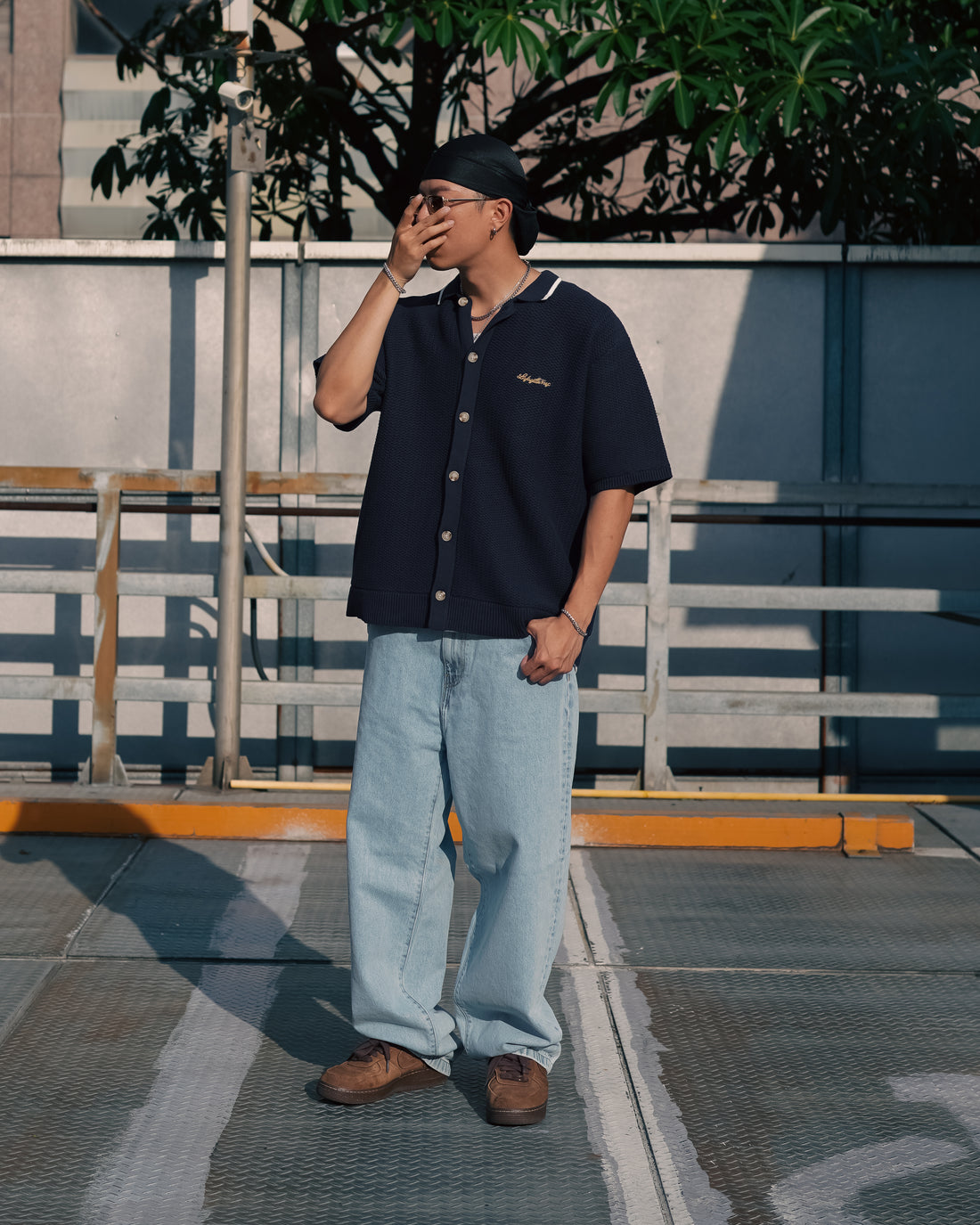 RAVEN PATTERN SUMMER KNIT SHIRT