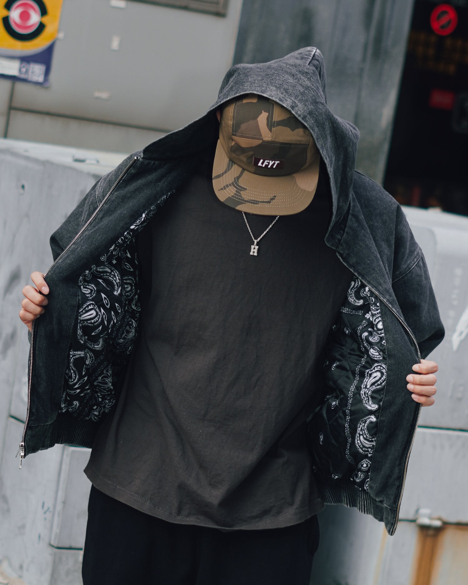 Hooded Denim Bomber