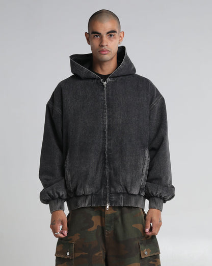 Hooded Denim Bomber