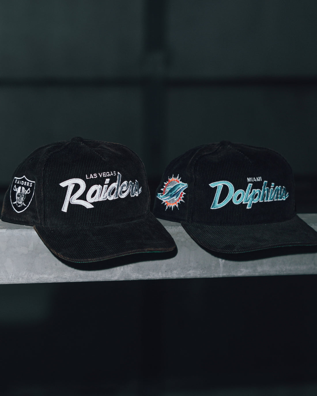 Miami Dophins & Las Vegas Raiders “Wash Black” Snapback