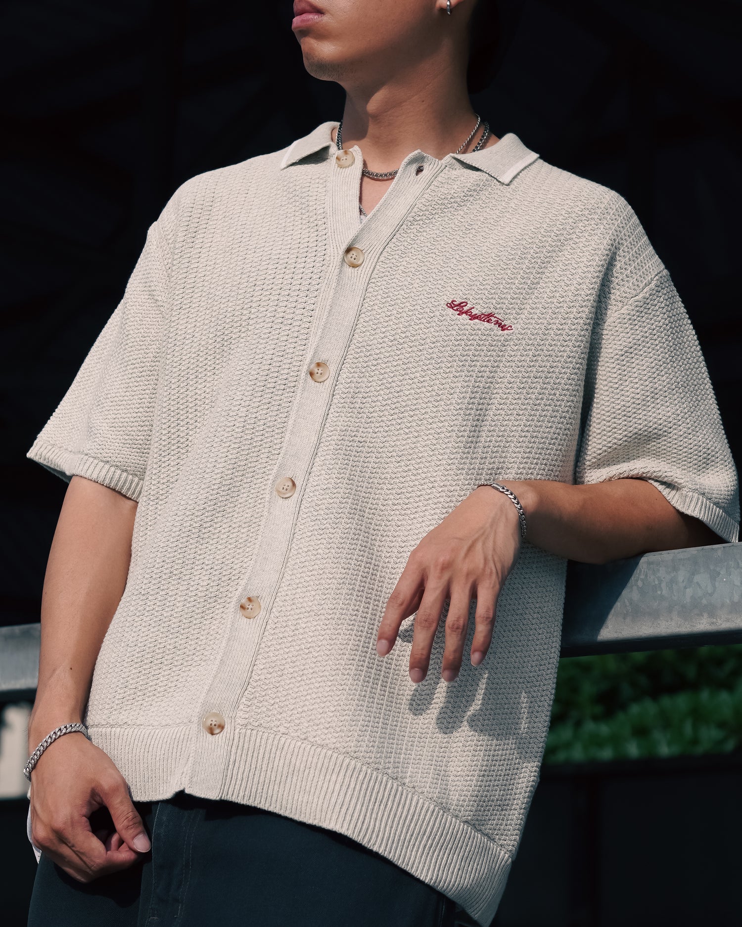 RAVEN PATTERN SUMMER KNIT SHIRT
