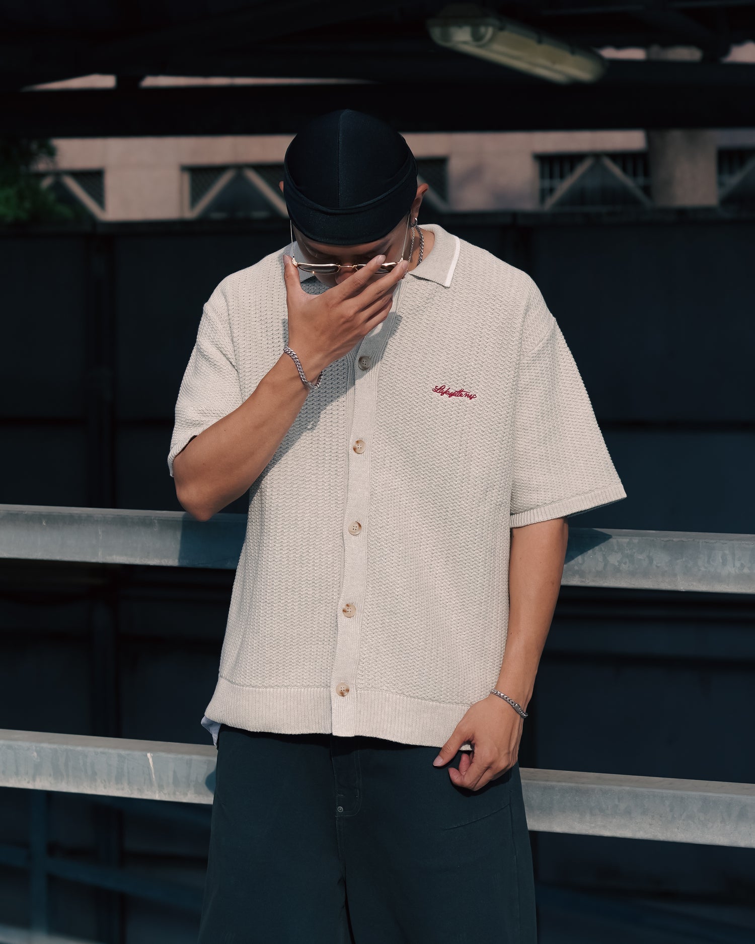 RAVEN PATTERN SUMMER KNIT SHIRT