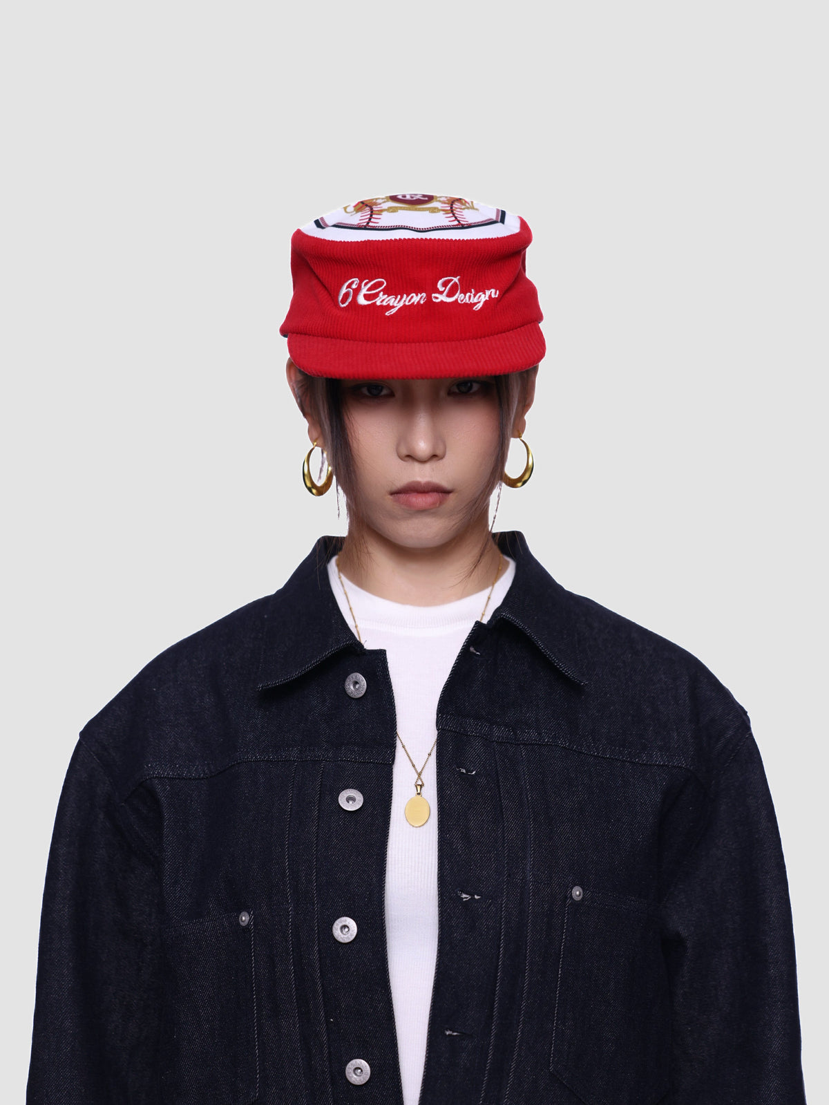 Flat Top Embroidered Corduroy Patchwork Baseball Cap