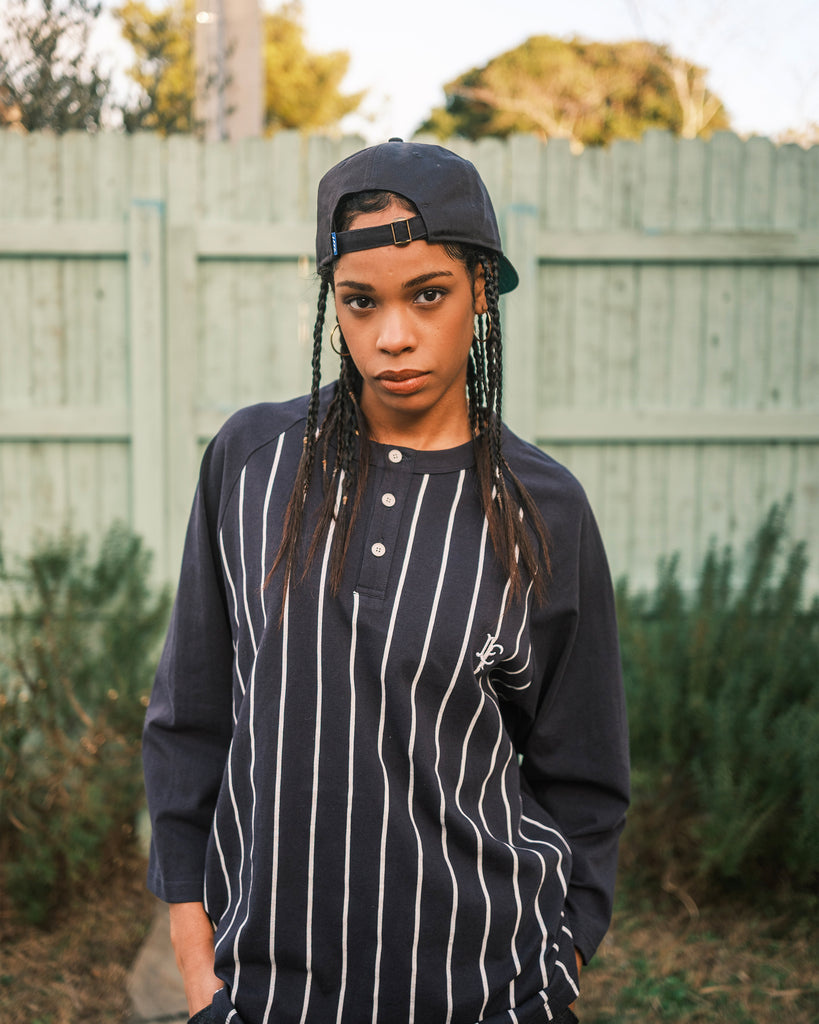 PINSTRIPE RAGLAN SLEEVE TEE