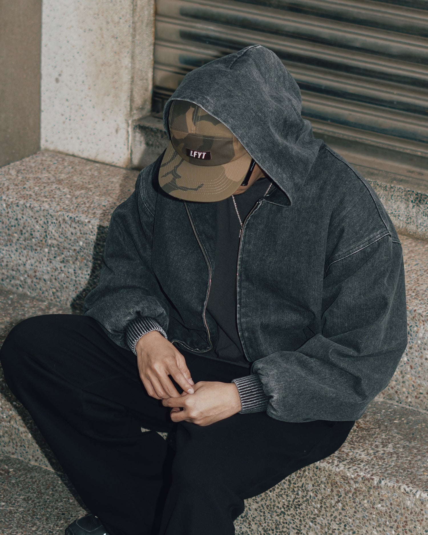 Hooded Denim Bomber