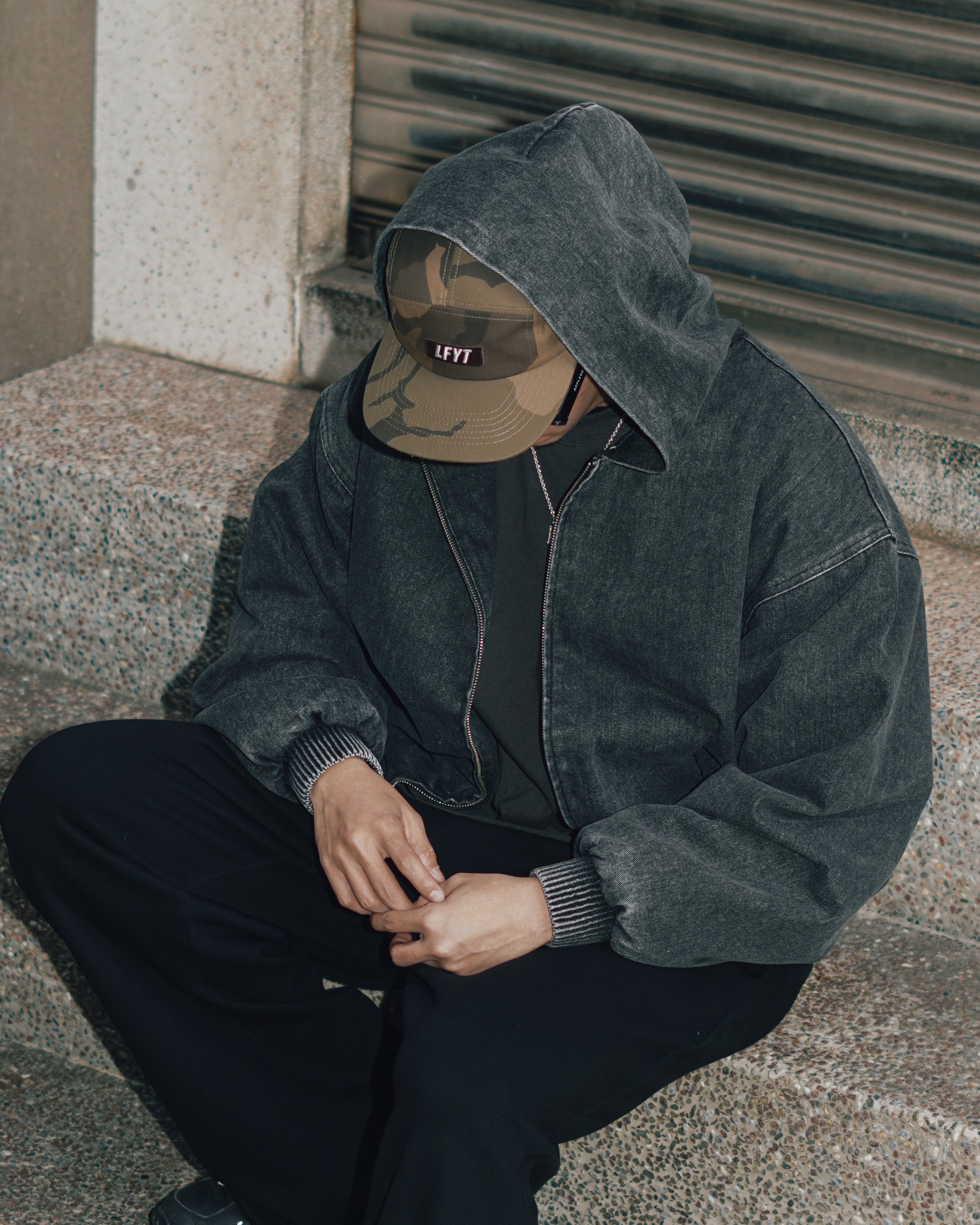 Hooded Denim Bomber