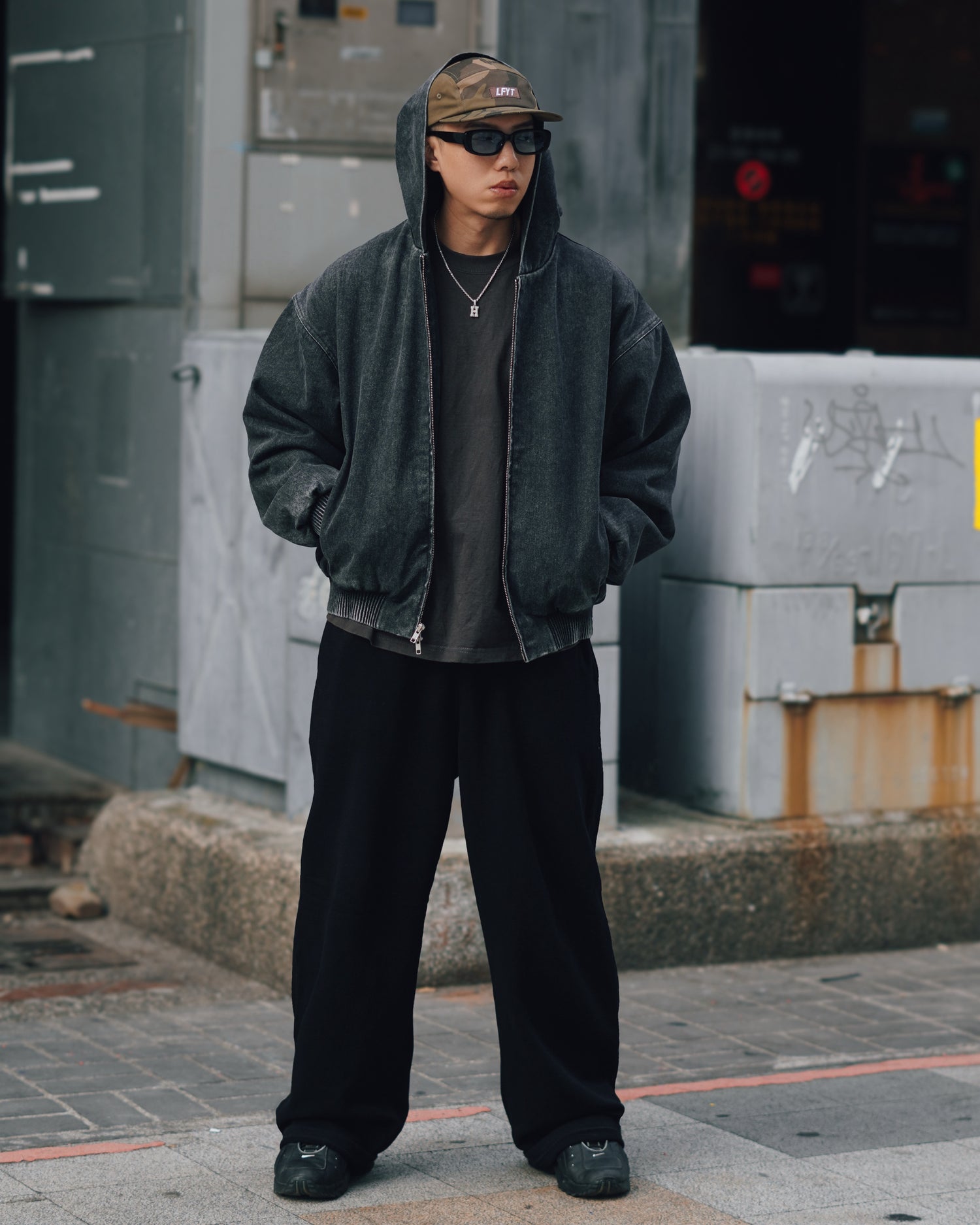 Hooded Denim Bomber