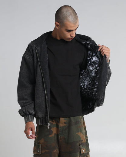 Hooded Denim Bomber