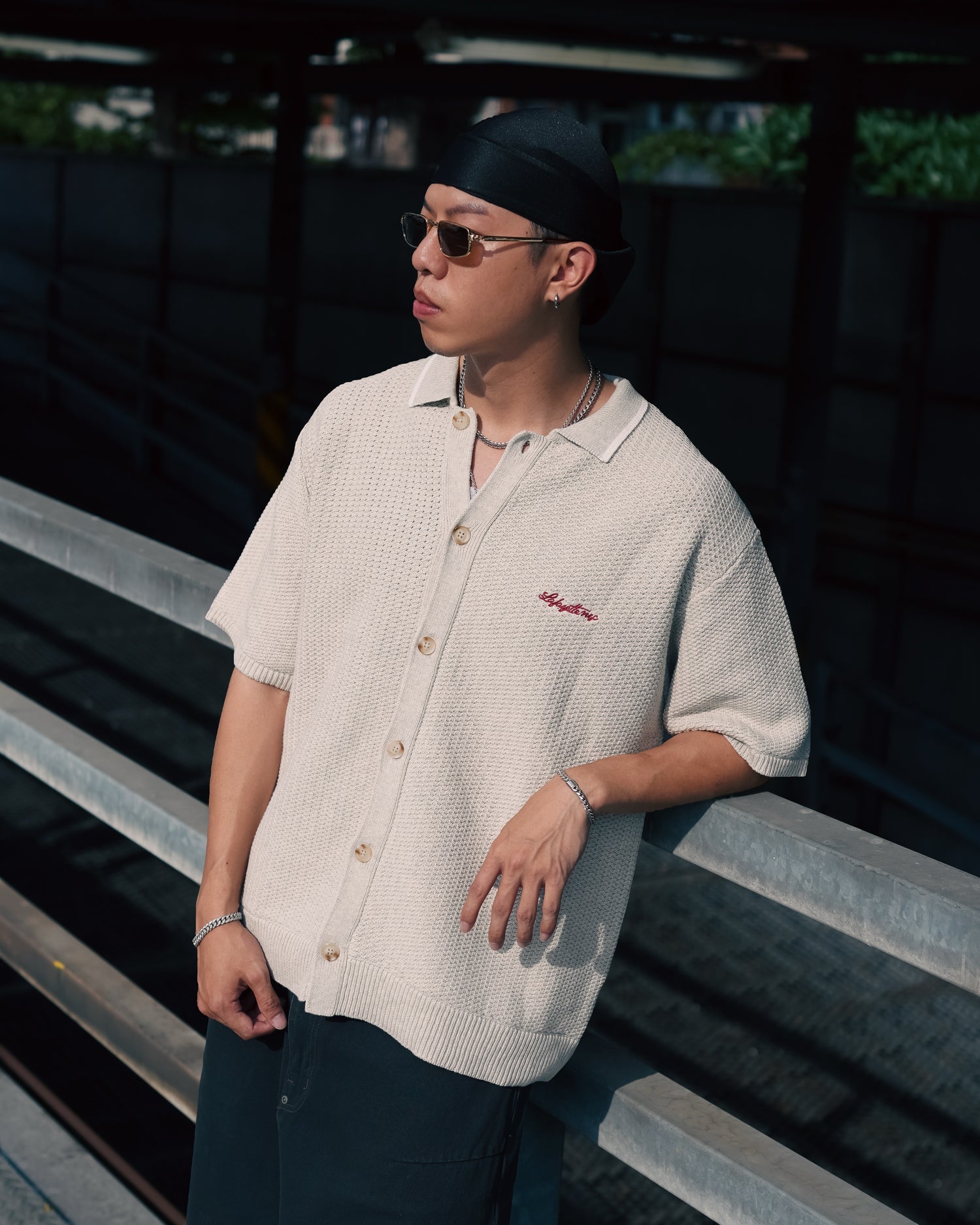 RAVEN PATTERN SUMMER KNIT SHIRT
